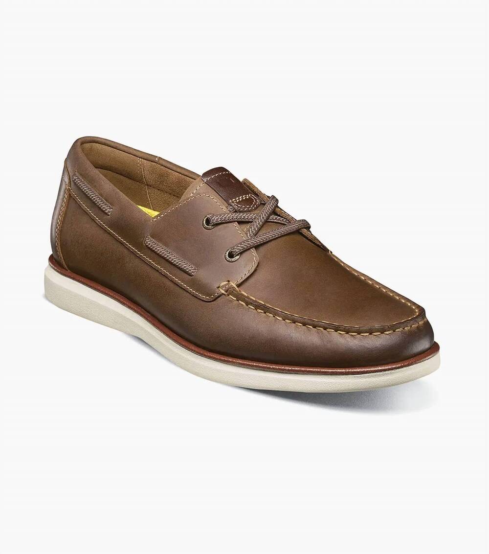 NEW FLORSHEIM men's elastic lace moc toe boat shoes in crazy horse